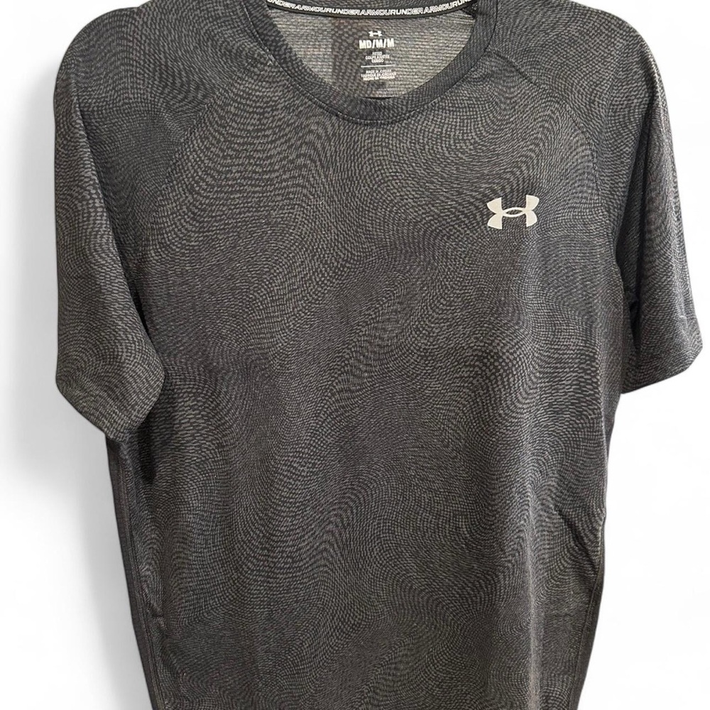 Under Armour grey and white short sleeve workout shirt